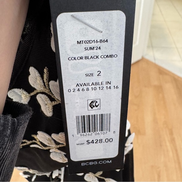 BCBGMAXAZRIA Black Embroidered Hearts Lace Feminine Asymmetrical Hem Dress 2 NWT - Picture 6 of 14